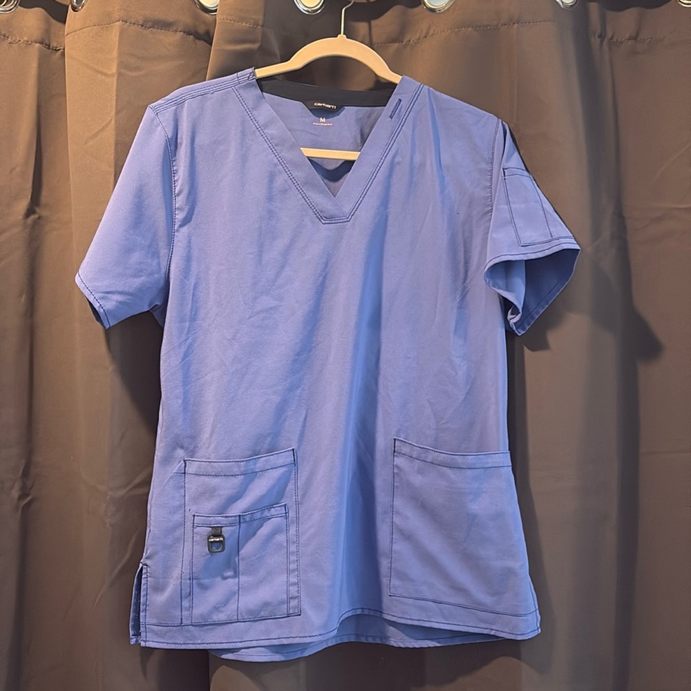 Women’s Blue Carhartt Dual-Pocket Scrub Top